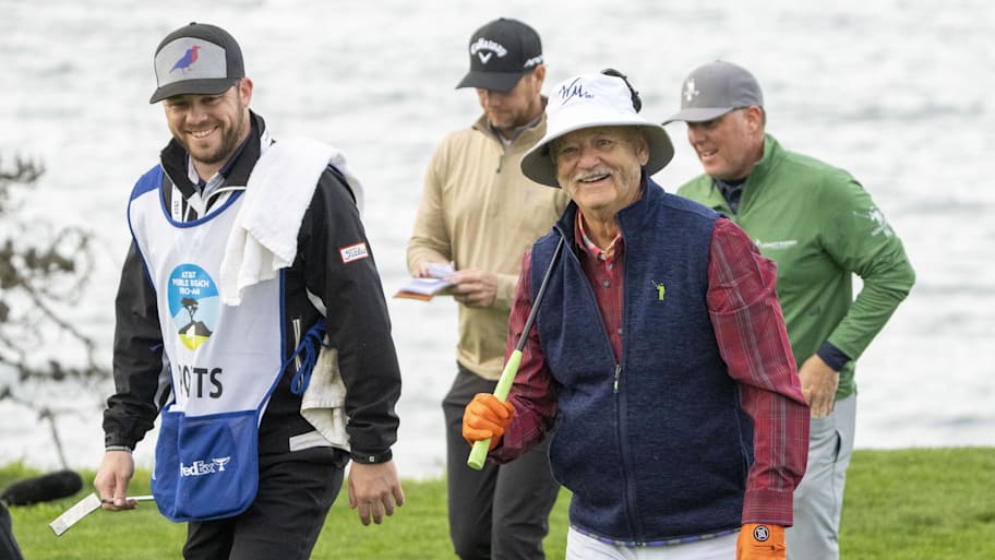 Bill Murray smiles on the fifth hole during the third round of the 2023 AT&T Pebble Beach Pro-Am. 