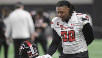 Texas Tech's Tahj Brooks attends the Spring Game, Saturday, April 20, 2024, at the Sports Performance Center.