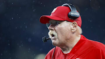 Aug 15, 2025; Seattle, Washington, USA; Kansas City Chiefs head coach Andy Reid stands on the sideline during the fourth quarter against the Seattle Seahawks at Lumen Field. Mandatory Credit: Joe Nicholson-Imagn Images