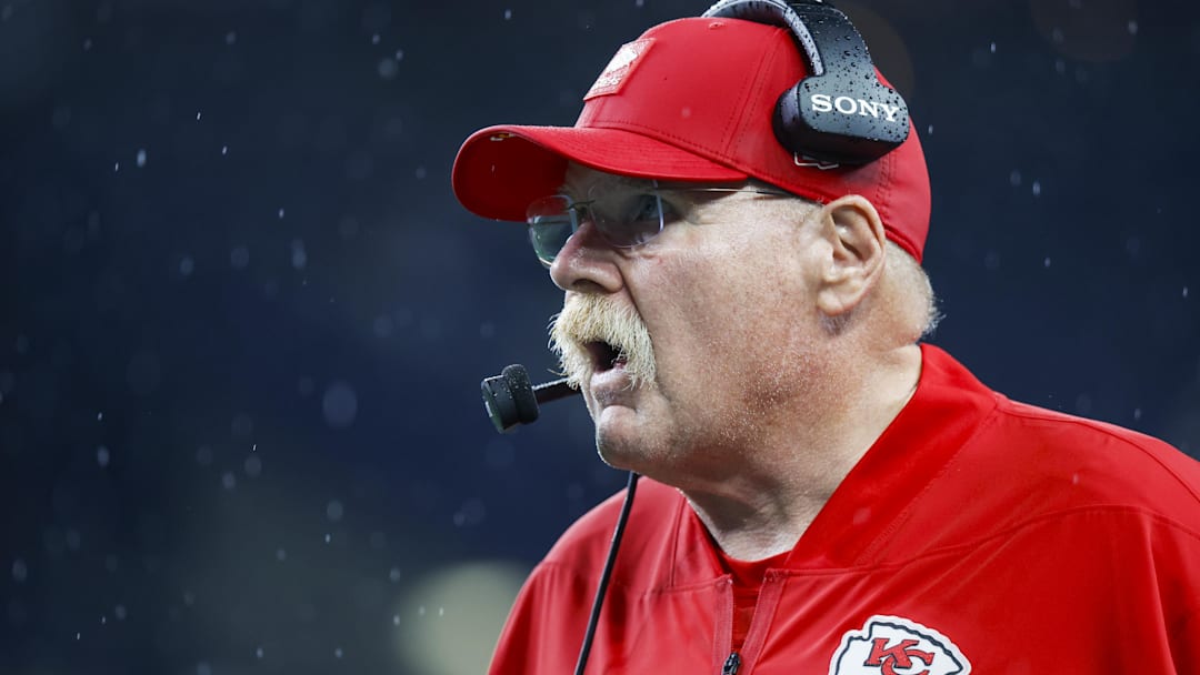 Kansas City Chiefs head coach Andy Reid stands on the sideline during the fourth quarter against the Seattle Seahawks at Lumen Field.