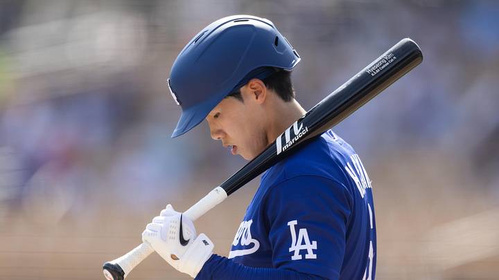 Feb 26, 2026; Phoenix, Arizona, USA; Los Angeles Dodgers second baseman Hyeseong Kim against the Chicago White Sox during a spring training game at Camelback Ranch-Glendale. Mandatory Credit: Mark J. Rebilas-Imagn Images