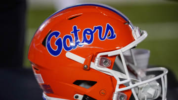 Nov 18, 2023; Columbia, Missouri, USA; A general view of a Florida Gators helmet against the Missouri Tigers during the game at Faurot Field at Memorial Stadium. Mandatory Credit: Denny Medley-USA TODAY Sports