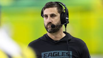 Feb 9, 2025; New Orleans, LA, USA;  Philadelphia Eagles head coach Nick Sirianni against the Kansas City Chiefs during Super Bowl LIX at Ceasars Superdome.