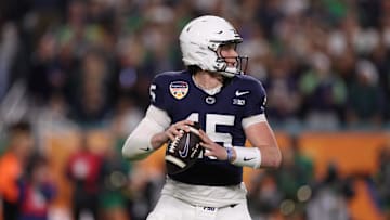 Penn State Nittany Lions quarterback Drew Allar. Mandatory Credit: Nathan Ray Seebeck-Imagn Images