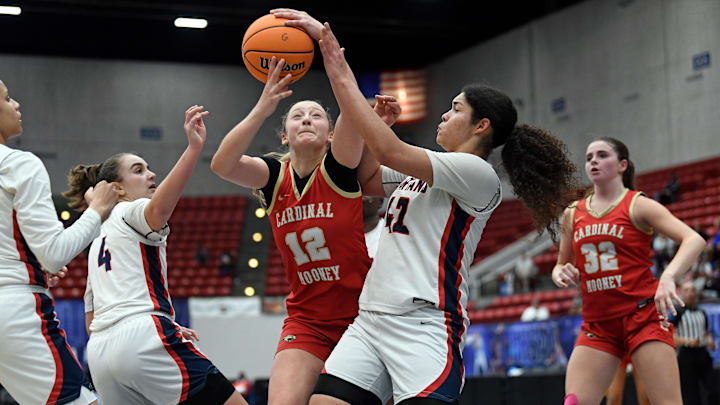 Cardinal Mooney Catholic state runner-up against Miami Country Day Friday evening, March 2, 2024, at the RP Funding Center in Lakeland, Florida. Miami Country Day took the Class 3A State Final State Championship winning 75-51.