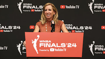 WNBA Commissioner Cathy Engelbert holds a press conference 