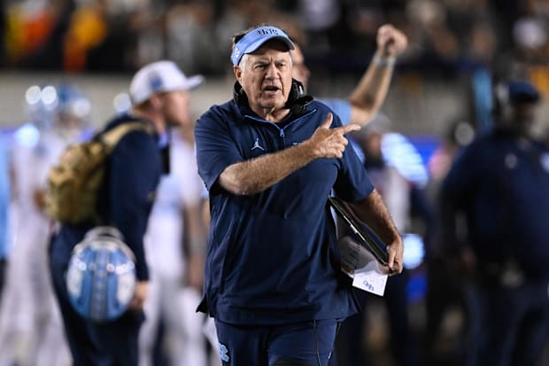 Oct 17, 2025; Berkeley, California, USA; North Carolina Tar Heels head coach Bill Belichick reacts against the California Gol