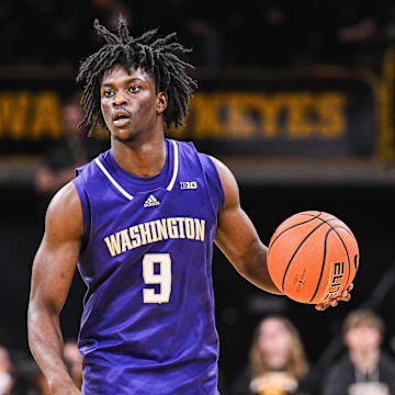 Feb 22, 2025; Iowa City, Iowa, USA; Washington Huskies guard Zoom Diallo (9).