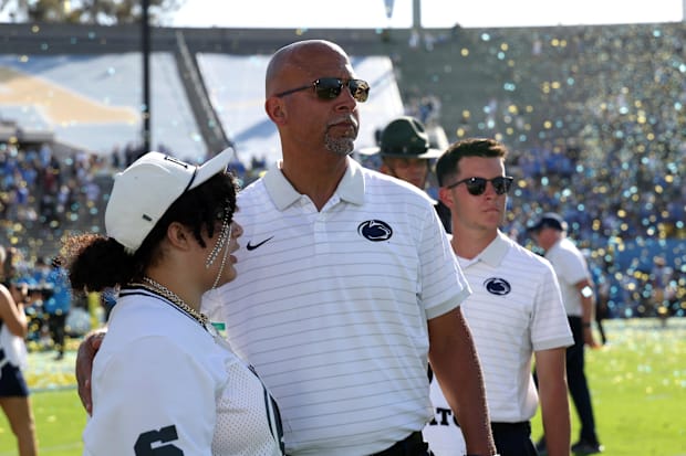 Penn State head coach James Franklin looks on after defeated by UCLA.