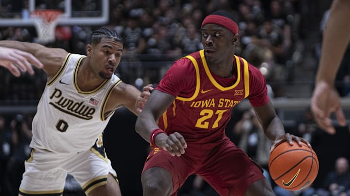 Iowa State guard Killyan Toure dribbles the ball around Purdue guard C.J. Cox. The Cyclones stunned the No. 1 Boilermakers in a blowout. Iowa State guard Killyan Toure dribbles the ball around Purdue guard C.J. Cox. The Cyclones stunned the No. 1 Boilermakers in a blowout.