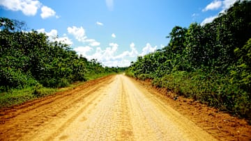 The road through the Guyanese jungle leading to the Jonestown compound.
