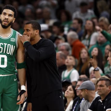 Boston Celtics star Jayson Tatum and head coach Joe Mazzulla.