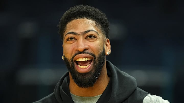 Dec 25, 2025; San Francisco, California, USA; Dallas Mavericks forward Anthony Davis (3) before the game against the Golden State Warriors at Chase Center. Mandatory Credit: Darren Yamashita-Imagn Images