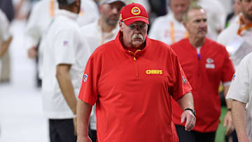 Feb 9, 2025; New Orleans, LA, USA; Kansas City Chiefs head coach Andy Reid on the sideline before Super Bowl LIX between the Philadelphia Eagles and the Kansas City Chiefs at Caesars Superdome.