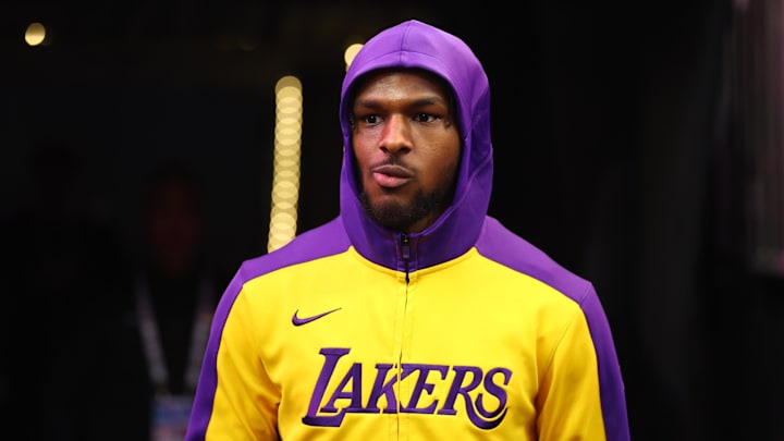 Oct 28, 2024; Phoenix, Arizona, USA; Los Angeles Lakers guard Bronny James against the Phoenix Suns at Footprint Center. Mandatory Credit: Mark J. Rebilas-Imagn Images