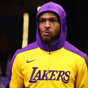 Oct 28, 2024; Phoenix, Arizona, USA; Los Angeles Lakers guard Bronny James against the Phoenix Suns at Footprint Center. Mandatory Credit: Mark J. Rebilas-Imagn Images