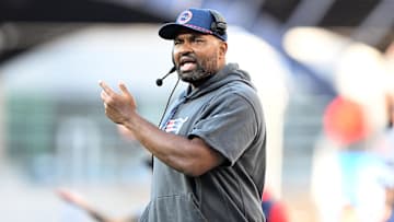 Oct 27, 2024; Foxborough, Massachusetts, USA; New England Patriots head coach Jerod Mayo calls a play against the New York Jets during the second half at Gillette Stadium. Mandatory Credit: Brian Fluharty-Imagn Images
