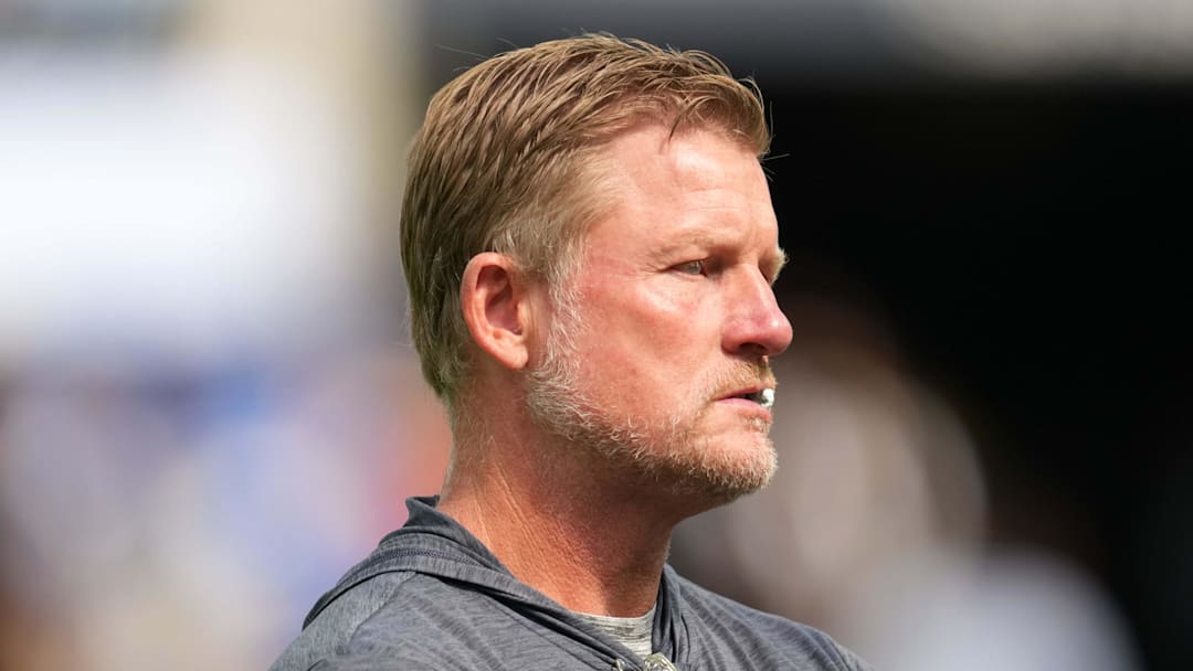 Aug 9, 2025; Inglewood, California, USA; Los Angeles Rams general manager Les Snead watches during the game against the Dallas Cowboys at SoFi Stadium. Mandatory Credit: Kirby Lee-Imagn Images
