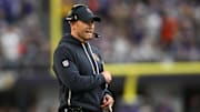 Nov 16, 2025; Minneapolis, Minnesota, USA;  Chicago Bears head coach Ben Johnson stands on the sidelines during the fourth quarter against the Minnesota Vikings at U.S. Bank Stadium. Mandatory Credit: Jeffrey Becker-Imagn Images