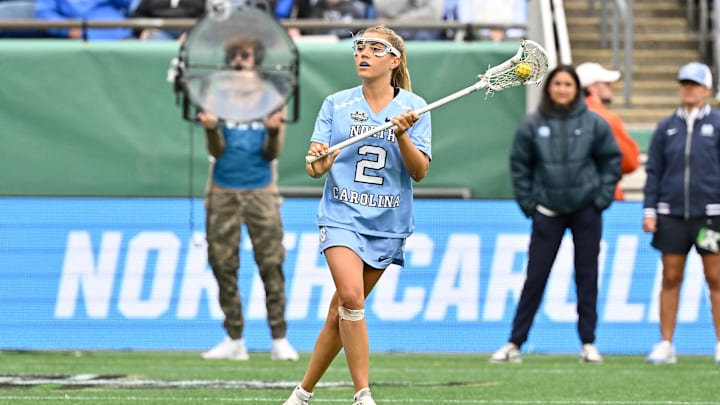 May 25, 2025; Foxborough, MA, USA; North Carolina Tar Heels attacker Chloe Humphrey (2) controls the ball against the Northwestern Wildcats during the second half at Gillette Stadium. Mandatory Credit: Eric Canha-Imagn Images