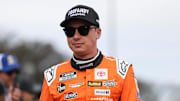 Oct 26, 2025; Martinsville, Virginia, USA; NASCAR Cup Series driver Christopher Bell (20) before the Xfinity 500 at Martinsville Speedway.