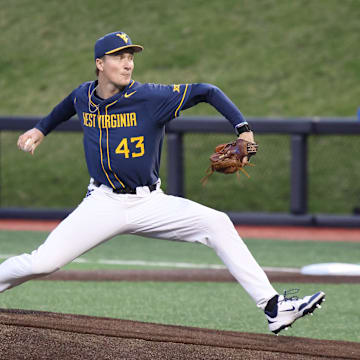 West Virginia University pitcher Robby Porco