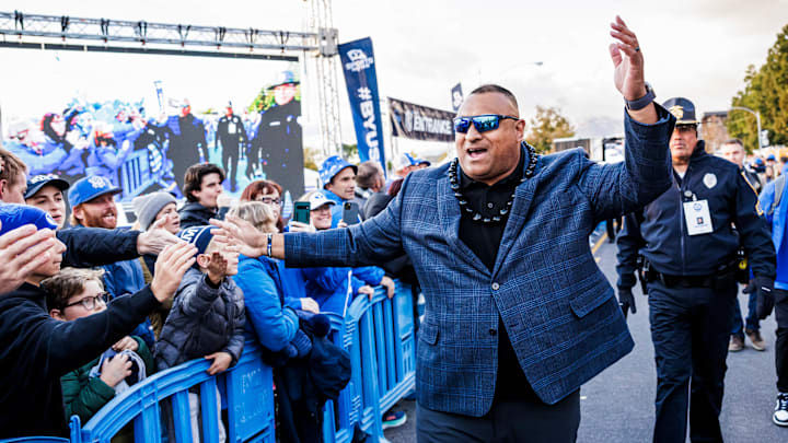 Kalani Sitake heads into Lavell Edwards Stadium Kalani Sitake heads into Lavell Edwards Stadium
