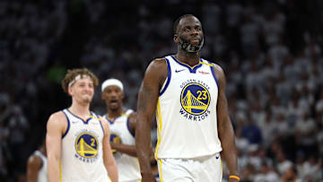 Draymond Green playing in the 2024/25 NBA Playoffs, Golden State Warriors v Minnesota Timberwolves - Game Five