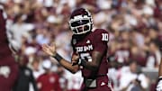 Texas A&M Aggies quarterback Marcel Reed reacts after a play during the second quarter against the South Carolina Gamecocks at Kyle Field.