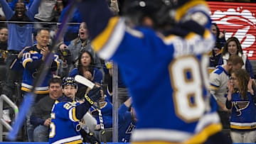 St. Louis Blues center Jordan Kyrou (25) Mandatory Credit: Jeff Curry-Imagn Images