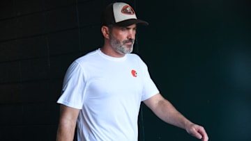 Oct 13, 2024; Philadelphia, Pennsylvania, USA; Cleveland Browns head coach Kevin Stefanski walks to the field against the Philadelphia Eagles at Lincoln Financial Field.