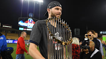 Oct 28, 2018; Los Angeles, CA, USA; Boston Red Sox pitcher Chris Sale walks with the Commissioner's