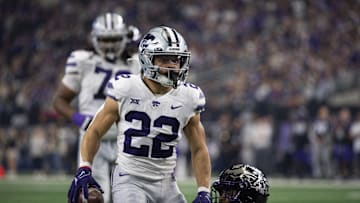 Dec 3, 2022; Arlington, TX, USA; Kansas State Wildcats running back Deuce Vaughn (22) in action