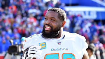 Jan 15, 2023; Orchard Park, NY, USA; Miami Dolphins offensive tackle Terron Armstead before playing