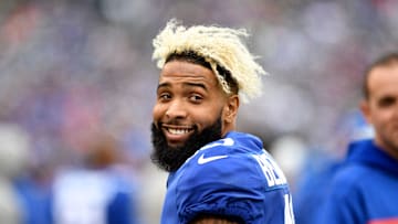 New York Giants wide receiver Odell Beckham Jr. (13) smiles at a photographer in the first half on Sunday, Oct. 28, 2018, in East Rutherford.

Giants Vs Redskins