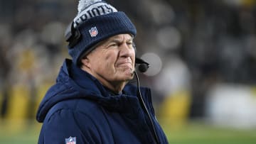 Dec 7, 2023; Pittsburgh, Pennsylvania, USA;  New England Patriots head coach Bill Belichick on the sidelines against the Pittsburgh Steelers during the fourth quarter at Acrisure Stadium. The Steelers lost 21-18