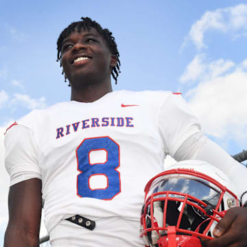 Riverside wide receiver Mikkel Skinner on the field at the Landrum High School on Aug 9, 2024.