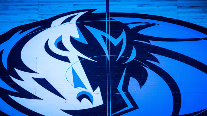 Feb 8, 2019; Dallas, TX, USA; A view of the Dallas Mavericks logo before the game between the Mavericks and the Milwaukee Bucks at the American Airlines Center. Mandatory Credit: Jerome Miron-USA TODAY Sports