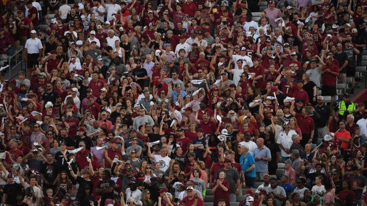 The University of South Carolina Spring football game took place at William-Brice Stadium on April 20, 2024. The USC fans cheer as the team takes to the field.