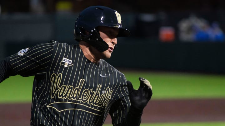 Then-Vanderbilt outfielder RJ Schreck runs past third base and heads to home during a baseball game against UCLA at Hawkins Field in Nashville , Tenn.