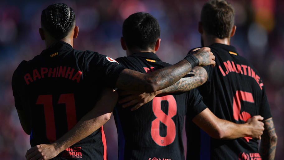 Pedri (middle) scored Barcelona's fourth goal in its rout over Girona in La Liga this weekend. | IMAGO/S. Ros