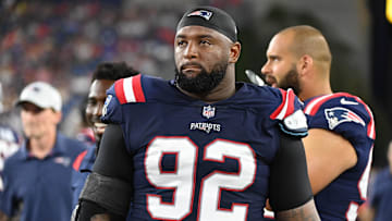 Aug 19, 2022; Foxborough, Massachusetts, USA; New England Patriots defensive tackle Davon Godchaux