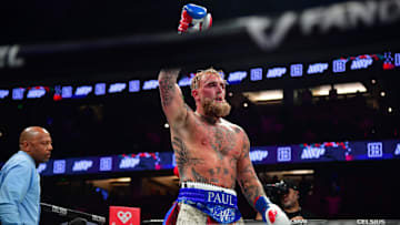 Jake Paul reacts following his match against Julio Cesar Chavez Jr. at Honda Center. 