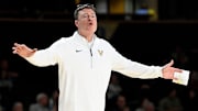 Vanderbilt basketball head coach Mark Byington shouts to his players during an NCAA college basketball game against California Wednesday, Nov. 13, 2024, in Nashville, Tenn.
