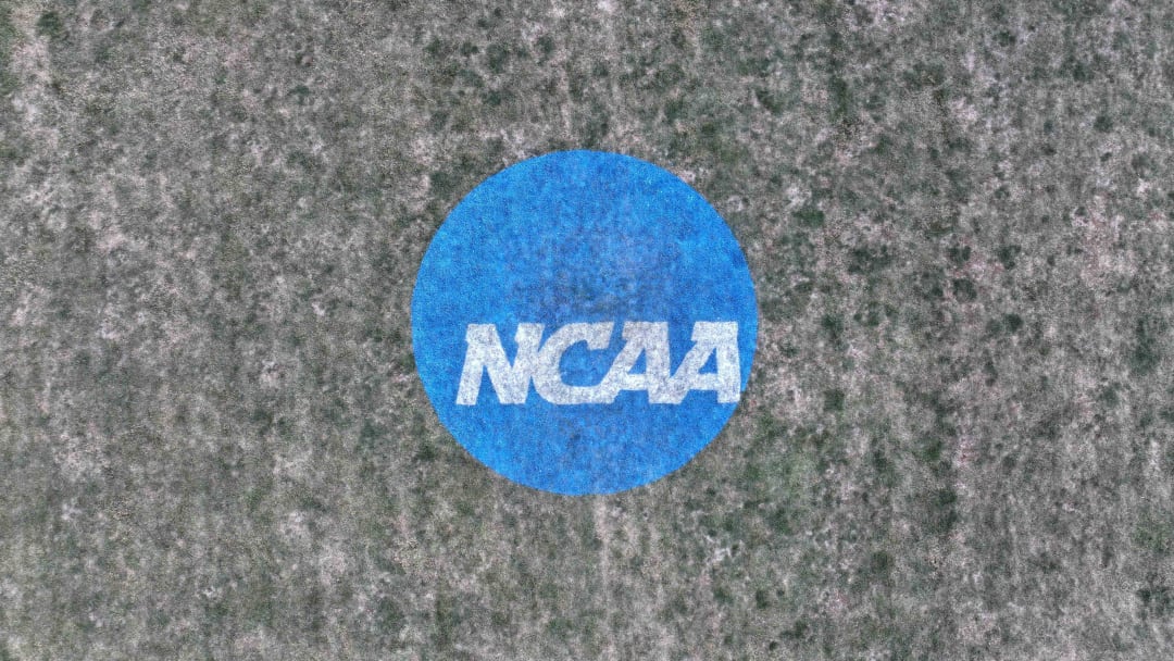 Nov 17, 2023; Charlottesville, VA, USA; The NCAA logo at the NCAA cross country championships.