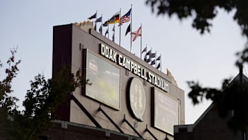Nov 30, 2024; Tallahassee, Florida, USA; A general view of the outside of Doak S. Campbell Stadium as the Florida State Seminoles and the Florida Gators face off. Mandatory Credit: Melina Myers-Imagn Images