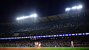 Angels pitcher Brock Burke (46) walks to the dugout after being relieved during the seventh inning at Angel Stadium on June 23.