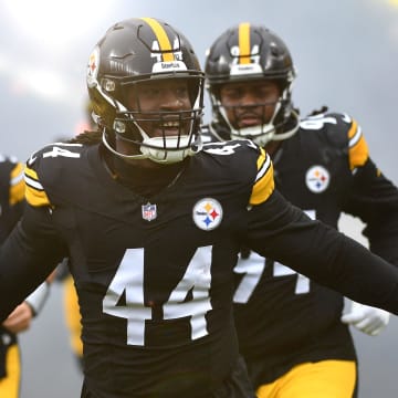 Oct 29, 2023; Pittsburgh, Pennsylvania, USA;  Pittsburgh Steelers linebacker Markus Golden (44) takes the field before playing the Jacksonville Jaguars at Acrisure Stadium. Mandatory Credit: Philip G. Pavely-USA TODAY Sports