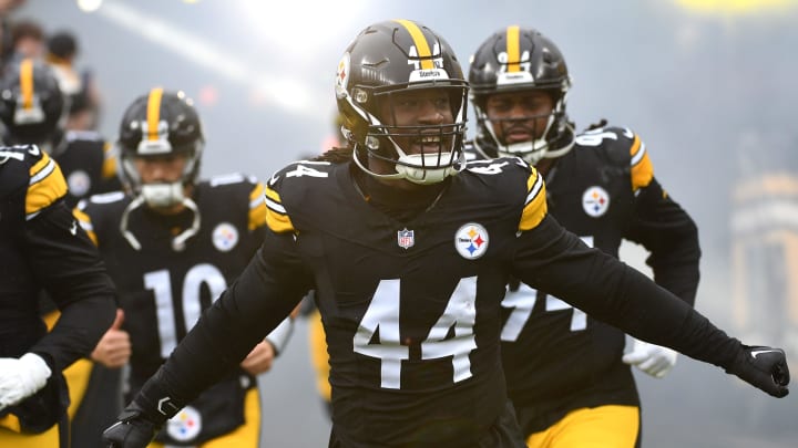 Oct 29, 2023; Pittsburgh, Pennsylvania, USA;  Pittsburgh Steelers linebacker Markus Golden (44) takes the field before playing the Jacksonville Jaguars at Acrisure Stadium. Mandatory Credit: Philip G. Pavely-USA TODAY Sports