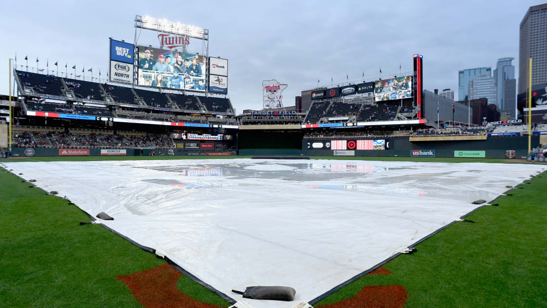 Monday's Philadelphia Phillies-Minnesota Twins game is in a rain delay
